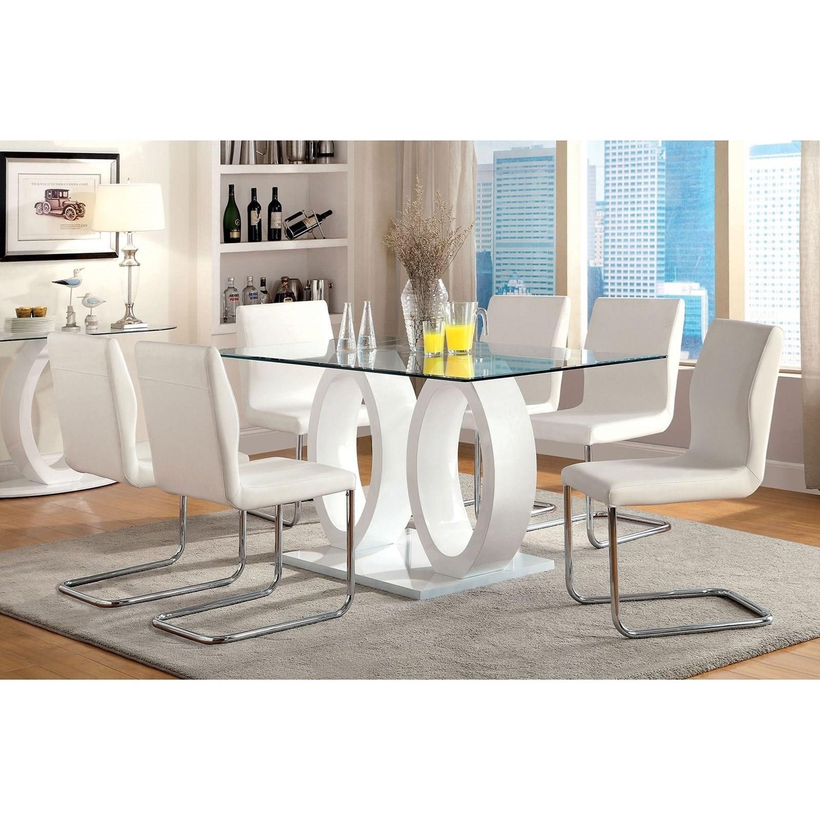 Furniture of America Lodia I Contemporary 7 Piece Dining Set with